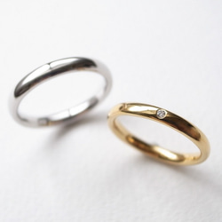 ペアリング・刻印無料】K18ゴールド ダイヤモンド・Pt900プラチナ 甲丸