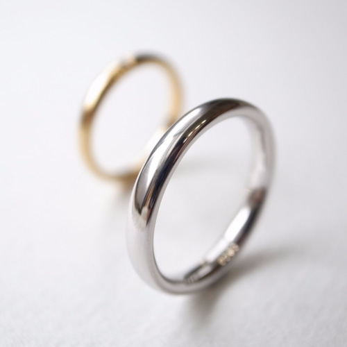 ペアリング・刻印無料】K18ゴールド ダイヤモンド・シルバー950 甲丸