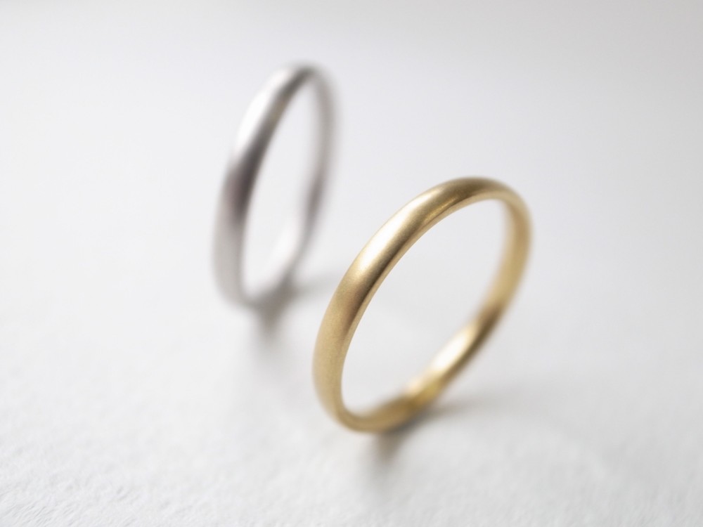 【ペアリング】K18ゴールド ダイヤモンド・シルバー950 甲丸リング/oval-s