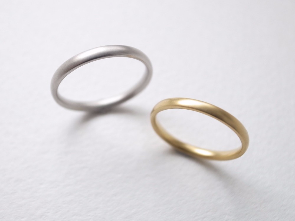 【ペアリング】K18ゴールド ダイヤモンド・シルバー950 甲丸リング/oval-s