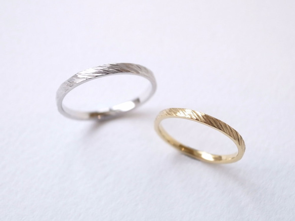 ペアリング】K18ゴールド・シルバー950 テクスチャーリング/fur 指輪