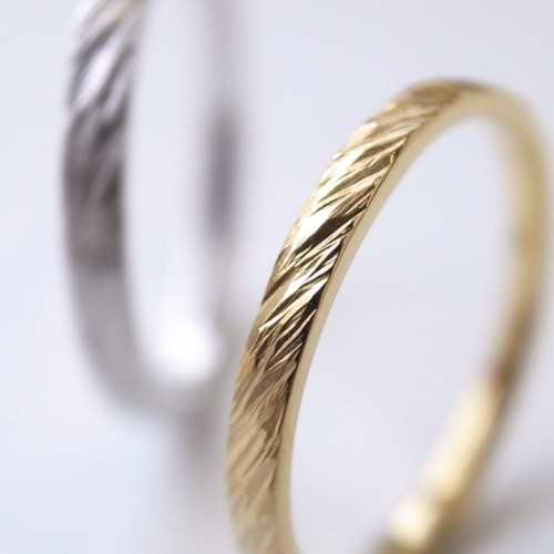 ペアリング】K18ゴールド・シルバー950 テクスチャーリング/fur 指輪