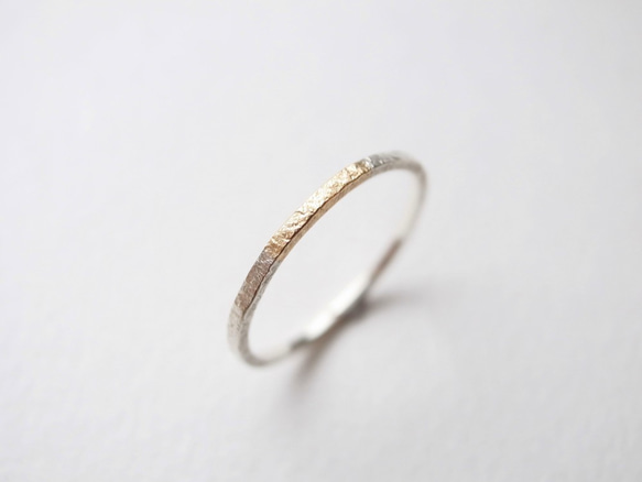 K18YG×silver950/ratio texture ring 第3張的照片