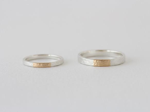 K18YG×silver950/ratio texture ring 第5張的照片