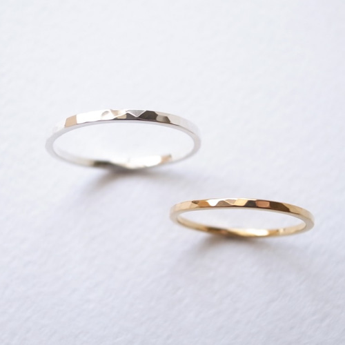 ペアリング】K18ゴールド・Pt900プラチナ 槌目リング/tsuchime