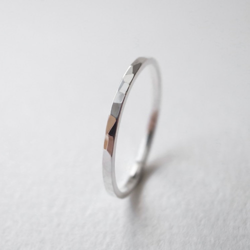 ペアリング】K18ゴールド・Pt900プラチナ 槌目リング/tsuchime