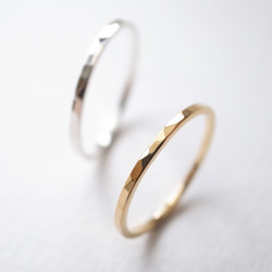 K18の槌目リング K18】 2mm hammered mat ring / K18 槌目マット イエロー