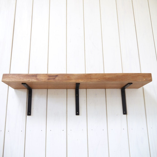 クルミ耳付き 無垢 一枚板 ウォールシェルフ 壁掛け棚 [約W58.1cm