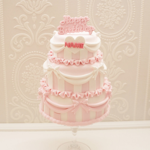 フリフリバースデークレイケーキ✳︎ベビーピンク✳︎色変更可