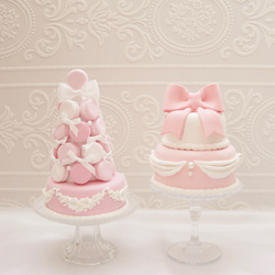 クレイケーキ＆マカロンタワーのセット＊ピンク＊色変更可＊フェイク