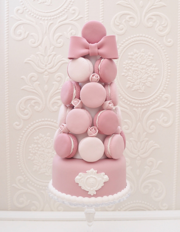 くすみピンクのビッグクレイケーキ＆マカロンタワー 5枚目の画像