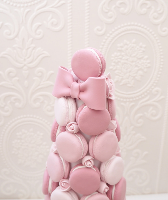 くすみピンクのビッグクレイケーキ＆マカロンタワー 8枚目の画像