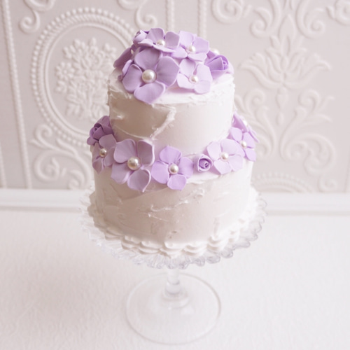あじさいクレイケーキ＊パープル＊色変更可＊紫陽花＊フェイクケーキ