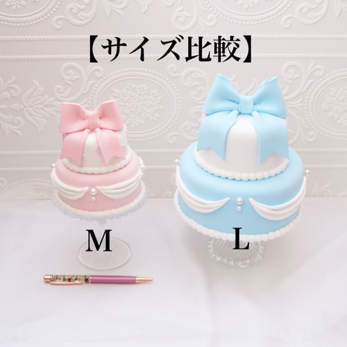 ふわふわリボンのクレイケーキ✳︎ピンク＊色変更可＊フェイク