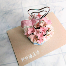 春天細語-日本輕黏土花卉擴香石盆花(粉色款) 第3張的照片