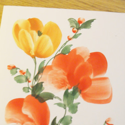 [含運費]手繪花卉賀卡（橙色） 第2張的照片