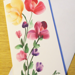 [含運費]手繪花卉賀卡（紫羅蘭色） 第1張的照片