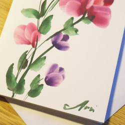 [含運費]手繪花卉賀卡（紫羅蘭色） 第3張的照片
