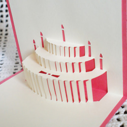 【送料込】ポップアップカード ミニ バースデーケーキ ピンク 2枚目の画像