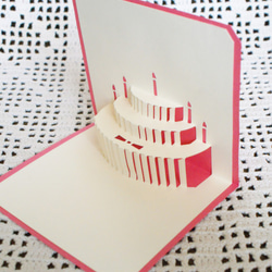 【送料込】ポップアップカード ミニ バースデーケーキ ピンク 3枚目の画像