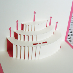[含郵費]彈出卡迷你生日蛋糕粉紅色 第4張的照片