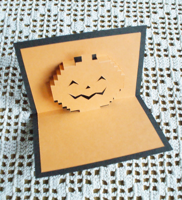 【型紙データ&作り方】ハロウィンかぼちゃ ミニポップアップカード  3種 7枚目の画像