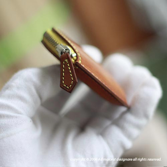 ふっくらしたコインケース Luna・コニャック×イエロー［受注製作品］ 4枚目の画像