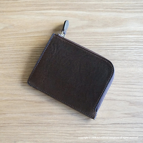 L型財布 "Leatus" ・ブラウン×クリームイエロー 1枚目の画像