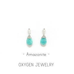 925純銀天河石耳環 Sterling Silver Amazonite Stud Earrings 第1張的照片