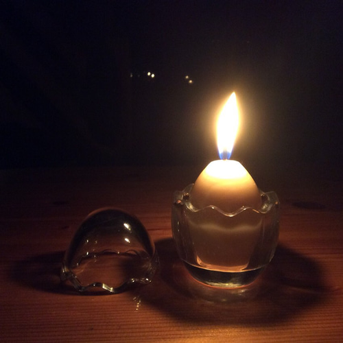 一点限り たまご型キャンドルとホルダーセット プレーン キャンドル