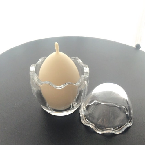 一点限り たまご型キャンドルとホルダーセット プレーン キャンドル