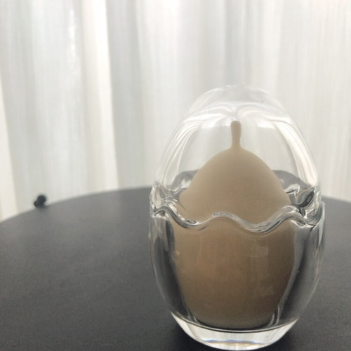 一点限り たまご型キャンドルとホルダーセット プレーン キャンドル