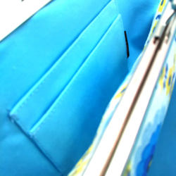 ◇斯堪的納維亞風格的花紋親子gamaguchi長錢包/存摺盒[正方形]◇黃色/藍色 第4張的照片