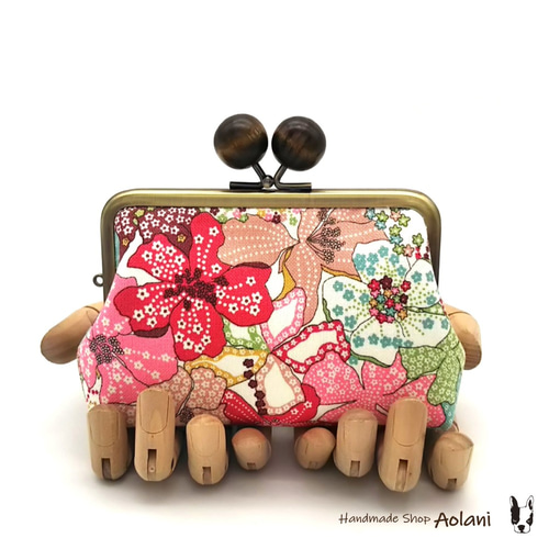 ◇まん丸木玉が可愛い！ リバティプリント コンパクト 親子 がま口  