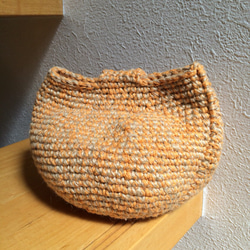 綿と麻（ジュート）のかぎ編みポーチ 2枚目の画像