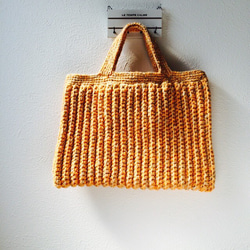 麻（ジュート）と綿のカギ編みバック 《オレンジ》 1枚目の画像