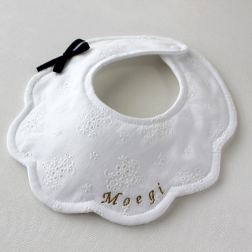 ホワイト レーススタイ お名前 刺しゅう スタイ・よだれかけ baby's