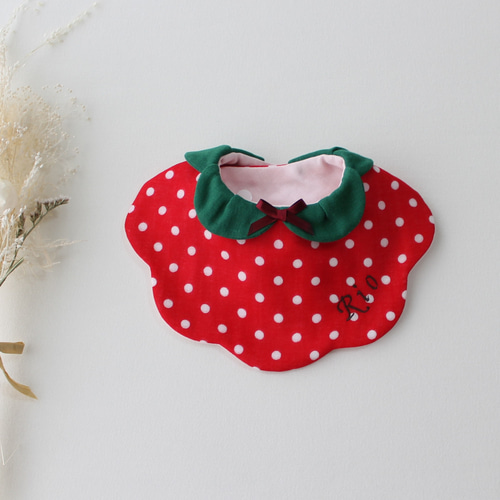 いちご スタイ サイズ 選択可 3サイズ 名入れ 刺しゅう スタイ