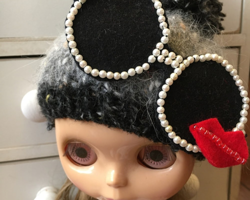 プチブライスアウトフィット 耳付ピクシ―帽子/3点 人形のフリマ  