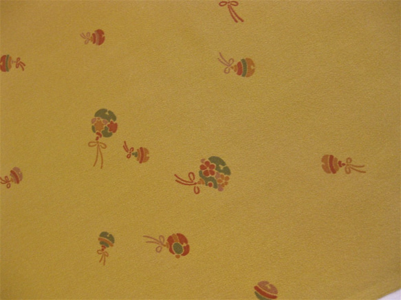 【新品】正絹帯揚げ　マスタード色に鈴　153㎝　シルク  着付け小物  　ストール 3枚目の画像