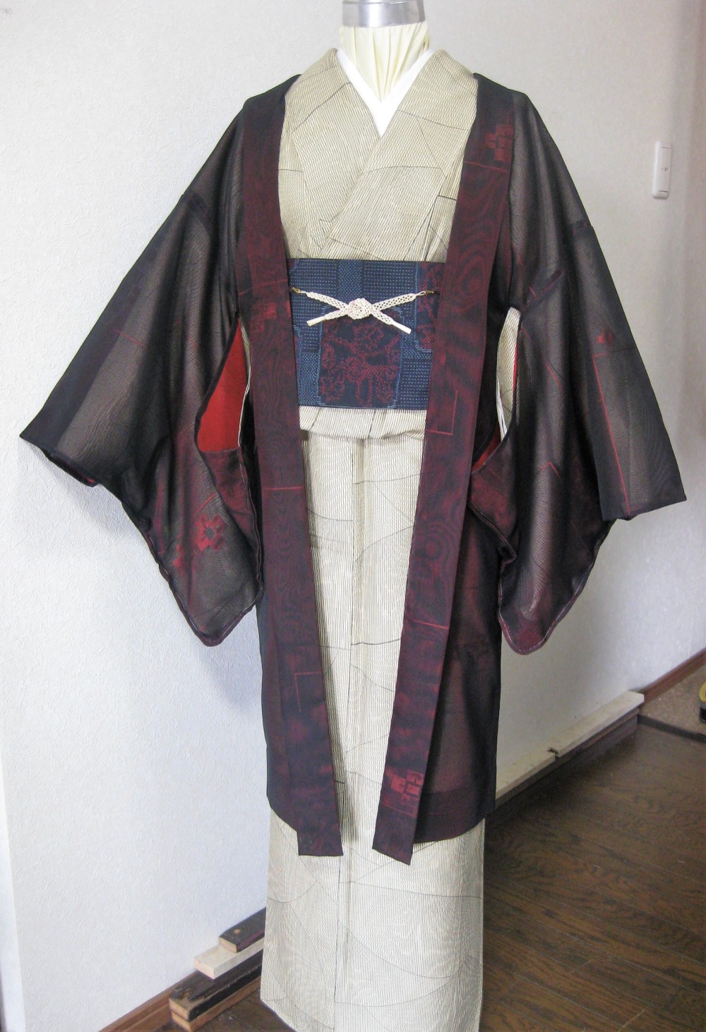 正絹(シルク) つま先立ち 夏物 縦絽 長襦袢 未着用品 身丈134cm