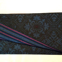 【新品】正絹紬半幅帯(大島と縞)リバーシブル･長尺 4枚目の画像
