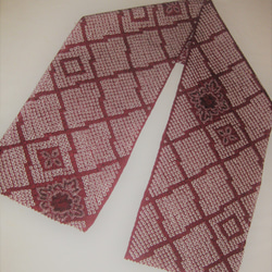 【新品】正絹絞り半衿(小豆色) Ｇ   三つ折り縫い始末 2枚目の画像
