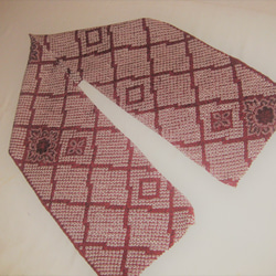 【新品】正絹絞り半衿(小豆色) Ｇ   三つ折り縫い始末 3枚目の画像