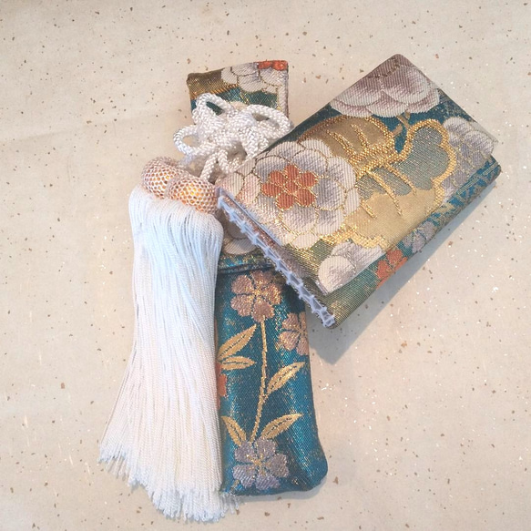 正絹】花嫁 筥迫 懐剣 2点セット 西陣帯地 コバルトブルーブルー