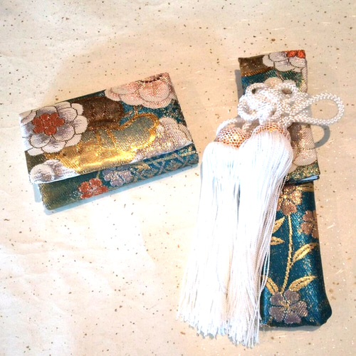 正絹】花嫁 筥迫 懐剣 2点セット 西陣帯地 コバルトブルーブルー