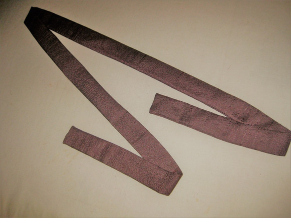 新品【正絹】帯揚のような仮紐・ダークなパープルグレー165㎝　オリジナル品 　半幅帯の帯揚げ 3枚目の画像