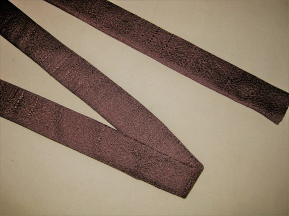 新品【正絹】帯揚のような仮紐・ダークなパープルグレー165㎝　オリジナル品 　半幅帯の帯揚げ 6枚目の画像