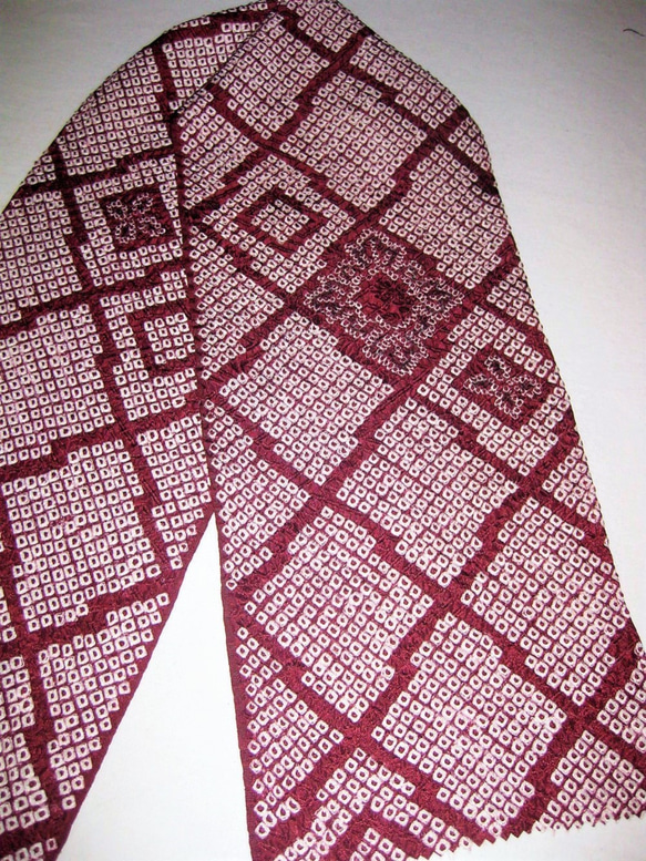 【新品】正絹絞り半衿(小豆色) B シルク  三つ折り縫い始末 4枚目の画像