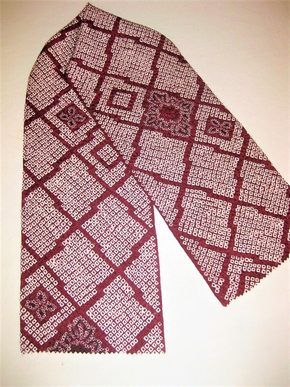 【新品】正絹絞り半衿(小豆色) B シルク  三つ折り縫い始末 5枚目の画像